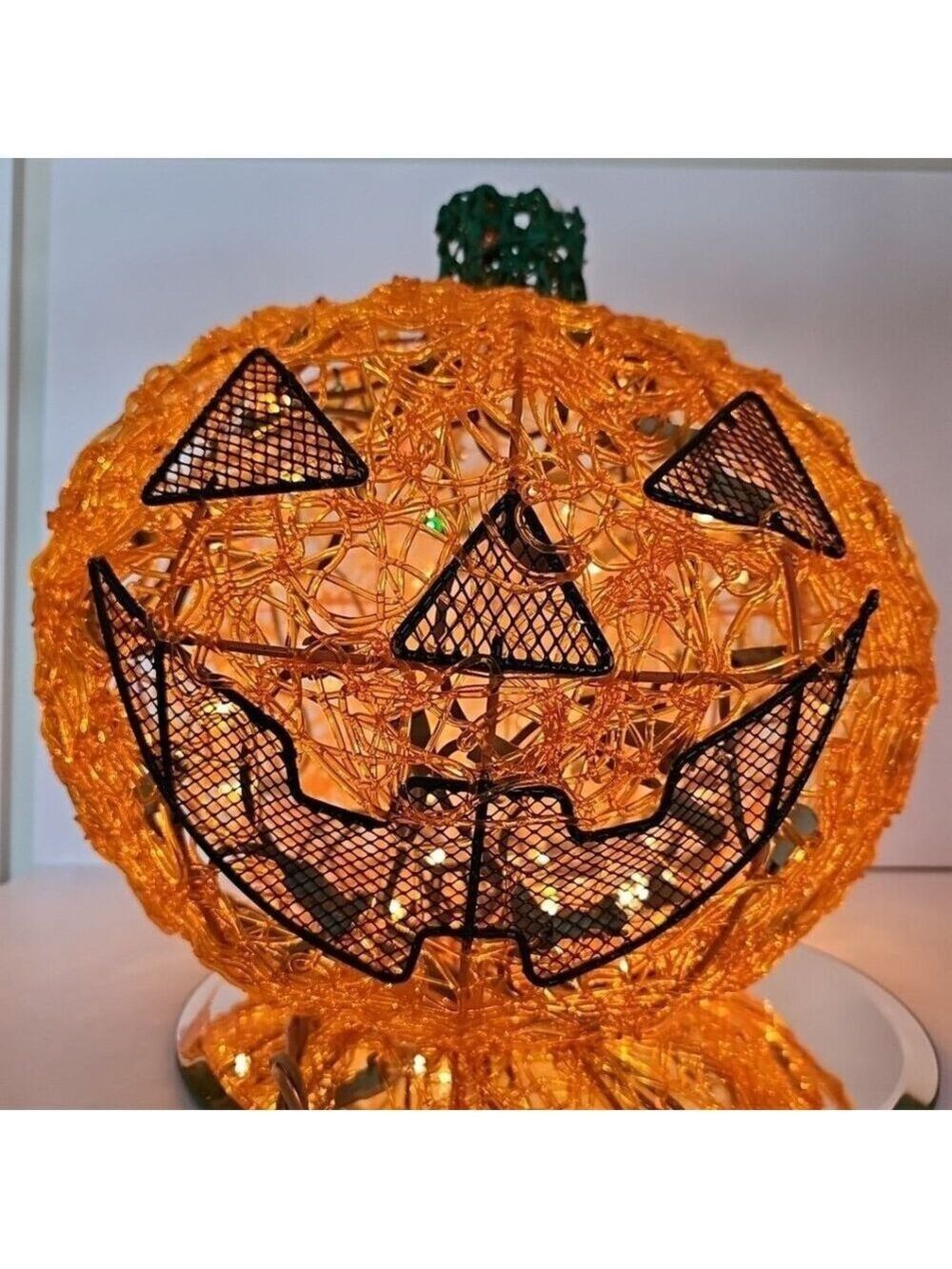 1970s Halloween Spun Spaghetti Lucite Plastic Pumpkin Jack O Lantern Read
